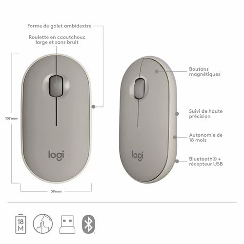 Logitech PEBBLE M350 WIRELESS MOUSE SAND 13 Logitech PEBBLE M350 WIRELESS MOUSE SAND – Image 13