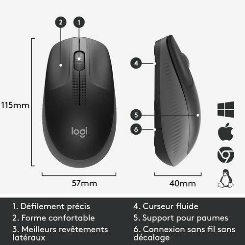 Logitech M190 Noir/Gris Charbon 8 Logitech M190 Noir/Gris Charbon – Image 8
