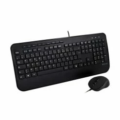 V7 Clavier USB Grande Taille Avec Repose-mains Et Souris Ambidextre - FR Noir