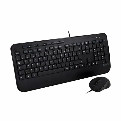 V7 Clavier USB Grande Taille Avec Repose-mains Et Souris Ambidextre - FR Noir 1 V7 Clavier USB Grande Taille Avec Repose-mains Et Souris Ambidextre - FR Noir