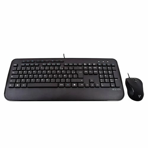 V7 Clavier USB Grande Taille Avec Repose-mains Et Souris Ambidextre - FR Noir 2 V7 Clavier USB Grande Taille Avec Repose-mains Et Souris Ambidextre - FR Noir – Image 2